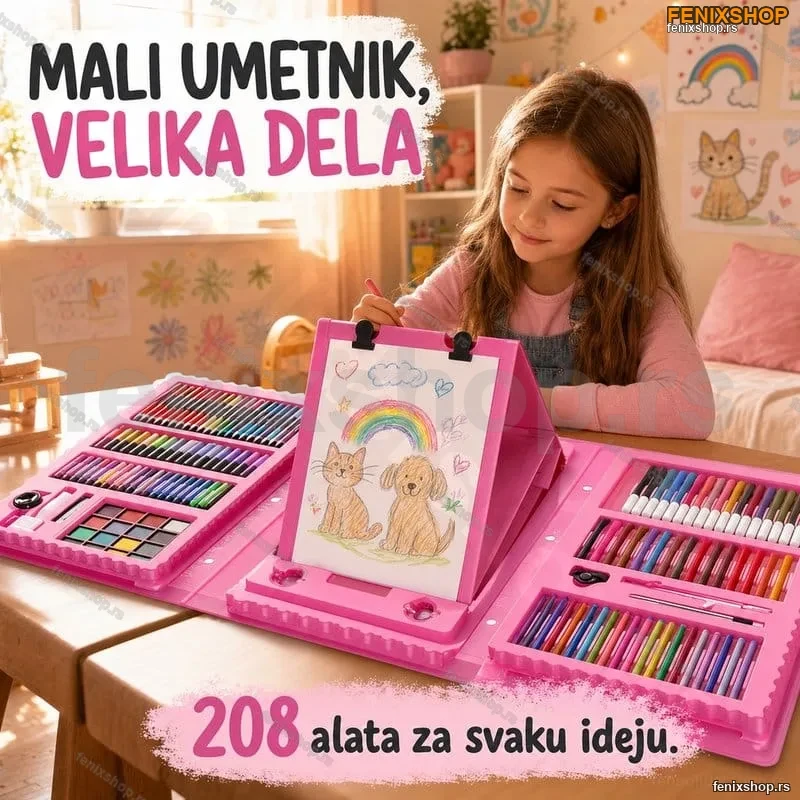 Kofer sa bojicama za decu - savršen set od 208 delova za crtanje i školu Kofer sa bojicama za decu - savršen set od 208 delova za crtanje i školu