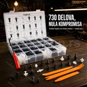 Komplet plastičnih kopči za auto sa alatom — 730 delova
