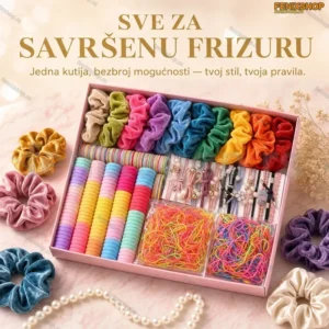 Komplet ukrasa i gumica za kosu u kutiji