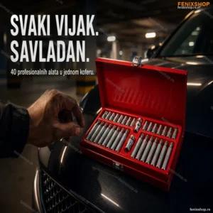 Komplet za Auto – Set 40 Alata u Crvenom Koferu | Hrom-Vanadijum