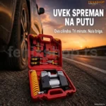 Kompresor za Gume sa Digitalnim Manometrom + Set za Krpljenje – 2 Cilindra, 12V/220V
