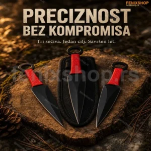 Kunai set od 3 noža za bacanje sa futrolom