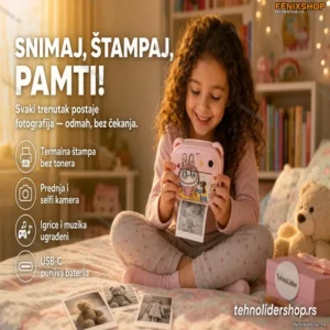 Labubu Fotoaparat za Decu sa Štampačem Slika i Termalnim Papirima
