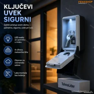 LED KeySafe Box – Zidni Sef za Ključeve sa Šifrom i LED Svetlom