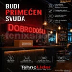LED Svetleća Reklama Crvena 100×20 cm – Upravljanje Putem Aplikacije