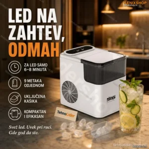 Ledomat za Kućnu Upotrebu – 12 kg Leda na Dan, 9 Kockica za 6 Minuta