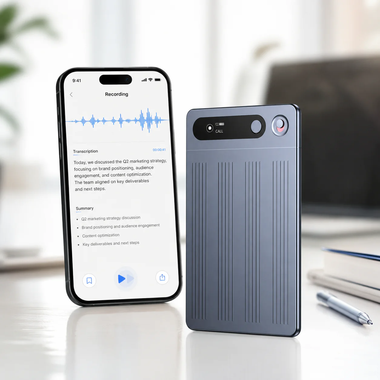 M1 AI Diktafon sa Bluetooth-om i Automatskom Transkripcijom AI diktafon - u upotrebi