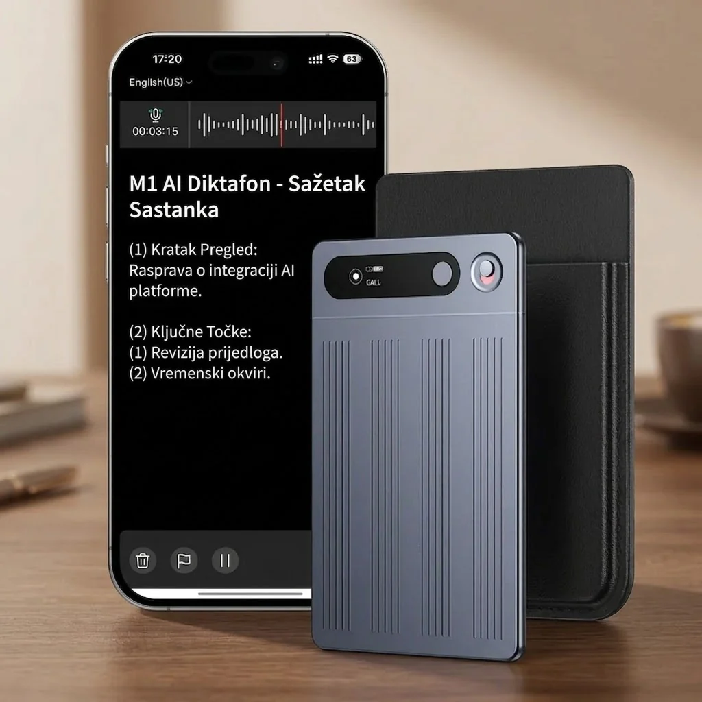 M1 AI Diktafon sa Bluetooth-om i Automatskom Transkripcijom AI diktafon - detalji
