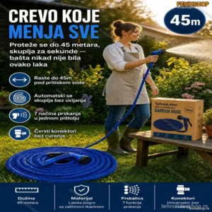Magično Rastegljivo Baštensko Crevo 45m + Prskalica Pistolj