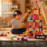 Magnetni set štapića i kugli 64 delova