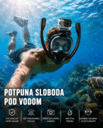 Maska za ronjenje, maska ronilacka sa dve disaljke sa drzacem za GoPro kamerom