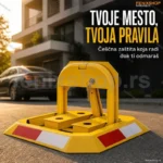 Mehanička parking barijera sa bravom i 3 ključa — čelična zaštita parking mesta