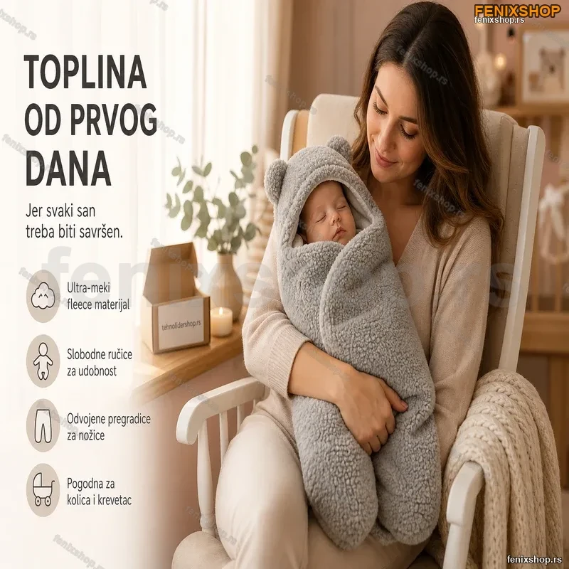 Mekana vreća za spavanje za bebe BabyBlanket Sivo Mekana vreća za spavanje za bebe BabyBlanket Sivo