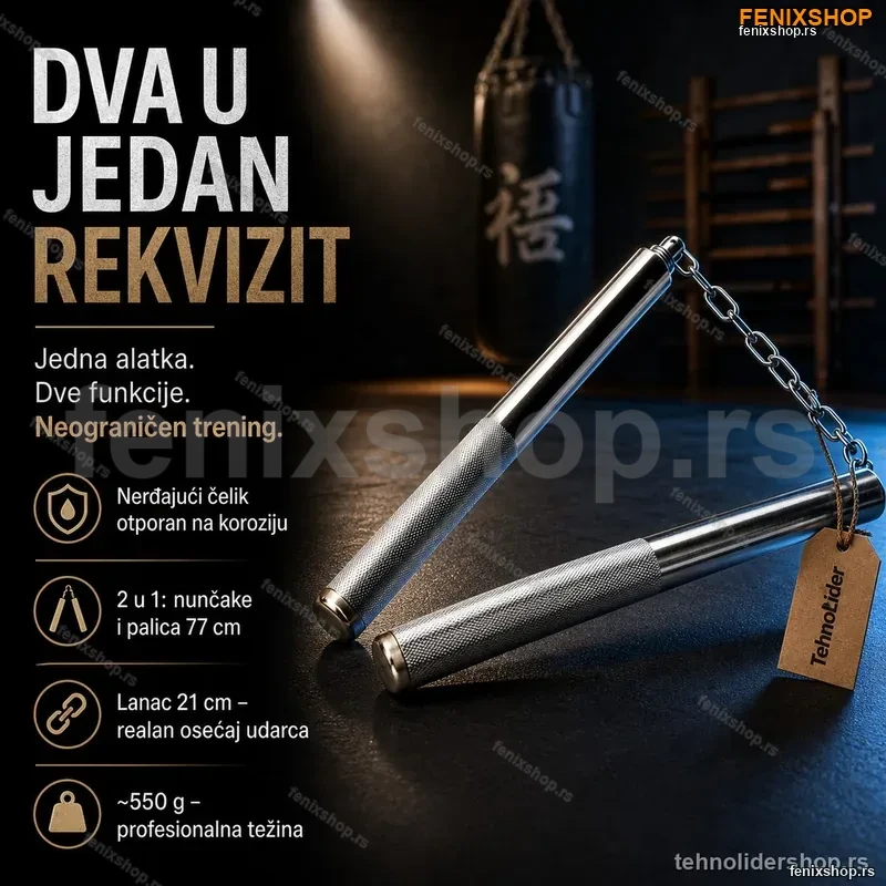 Metalne Nunčake od Nerđajućeg Čelika – 2 u 1 Palica i Nunčake Metalne Nunčake od Nerđajućeg Čelika – 2 u 1 Palica i Nunčake