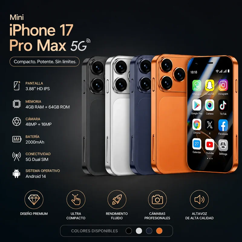 Mini Android Telefon 5G 4/64GB sa HD Kamerom — Kompaktan mini android telefon - prednja strana