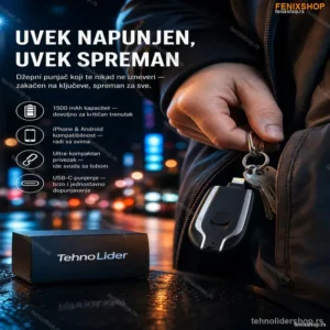 Mini Punjač za Telefon – Privezak 1500 mAh za iPhone i Android