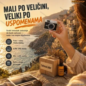 Mini Retro Kamera Privezak - Crni