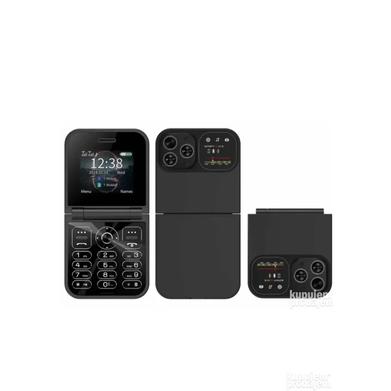 Mini telefon na preklop Z Flip F15 — Dual SIM, 2.0″ Z Flip F15 mini telefon - prednja strana