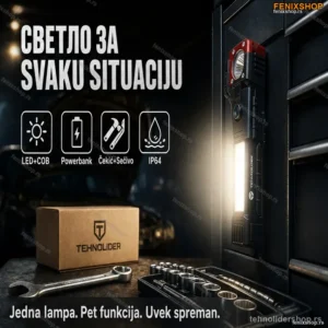 Multifunkcionalna LED Lampa sa Powerbankom, Čekićem i Sečivom — 5u1