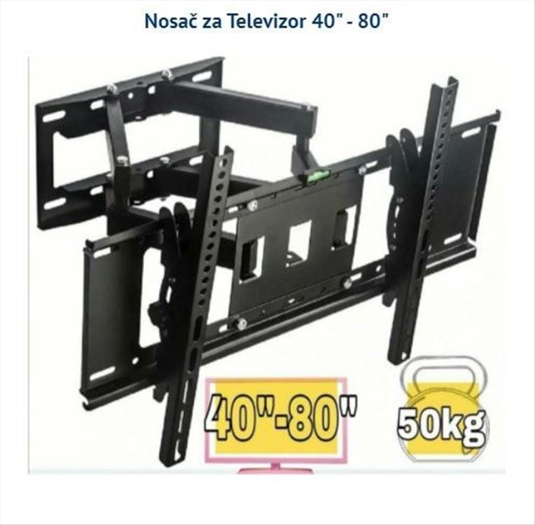 Nosac za televizor zglobni 40 - 80 inča sa dva zgloba nosač za televizor - prednja strana