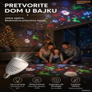 Novogodišnja LED Projektorska Sijalica – Pretvorite Dom u Prazničnu Bajku ✨🎄