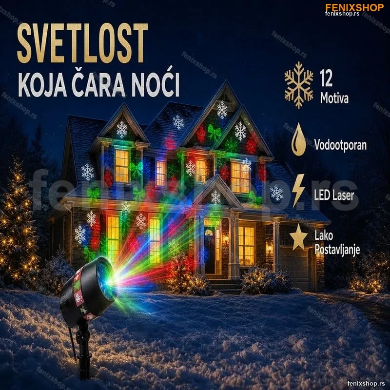 Novogodišnji vodootporni laserski projektor – 12 motiva Novogodišnji vodootporni laserski projektor – 12 motiva