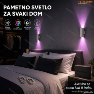 Pametna Zidna LED Lampa sa Senzorom Pokreta i RGB Osvetljenjem – Set 2 Komada