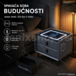 Pametni Noćni Stočić sa Otključavanjem na Otisak Prsta, Bežičnim Punjenjem, Bluetooth Zvučnikom i LED Osvetljenjem – Dark Grey