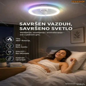 Plafonski Ventilator sa LED Svetlom i Daljinskim Upravljačem – Grlo E27