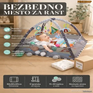 Podloga za igru za bebe sa ogradicom + 20 loptica