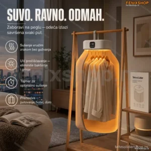 Prenosiva automatska sušilica i peglač odeće 2u1 – Sušenje bez gužvanja i pegle
