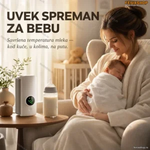 Prenosivi grejač za bebine flašice sa regulacijom temperature i baterijom 6000 mAh