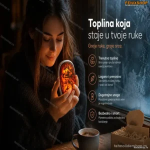 Prenosni Električni Grejač za Ruke – USB-C Punjenje, 4 Nivoa Temperature