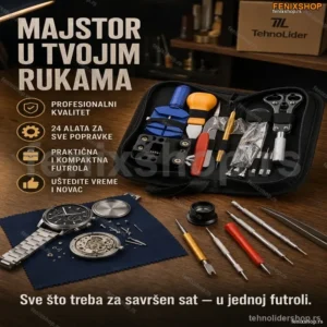 Profesionalni Set Alata za Popravku Satova – 24 Komada u Futroli