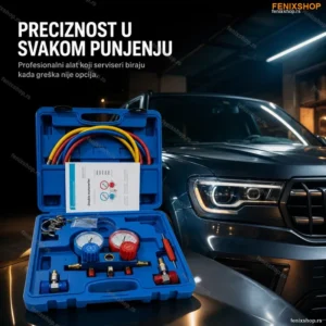 Profesionalni Set Manometara sa Crevima za Klime – Kofer