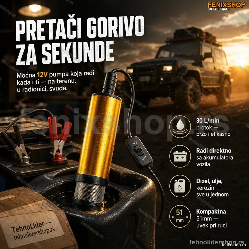 Pumpa za Pretakanje Goriva 12V – Dizajn, Nafta, Ulje | 60W Pumpa za Pretakanje Goriva 12V – Dizajn, Nafta, Ulje | 60W
