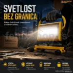 Punjivi LED Reflektor 100W – Prenosni, 3 Načina Rada, Aluminijski