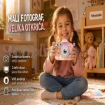 Puž dečiji digitalni fotoaparat – roze kamera za male fotografe