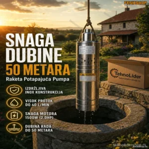 Raketa Potapajuća Pumpa za Bunar 1100W – Dubina do 50m