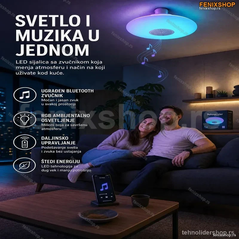 RGB LED Plafonjera sa Ugrađenim Bluetooth Zvučnikom i Daljinskim Upravljačem RGB LED Plafonjera sa Ugrađenim Bluetooth Zvučnikom i Daljinskim Upravljačem