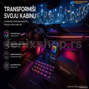 RGB LED Trake za Auto Enterijer – Set od 4 Komada sa App Kontrolom