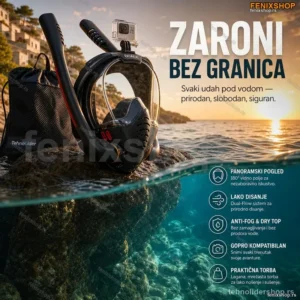 Ronilačka maska za ronjenje sa dve disaljke — crna