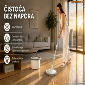 Rotirajući mop sa kofom koji se sam čisti – čistoća bez napora