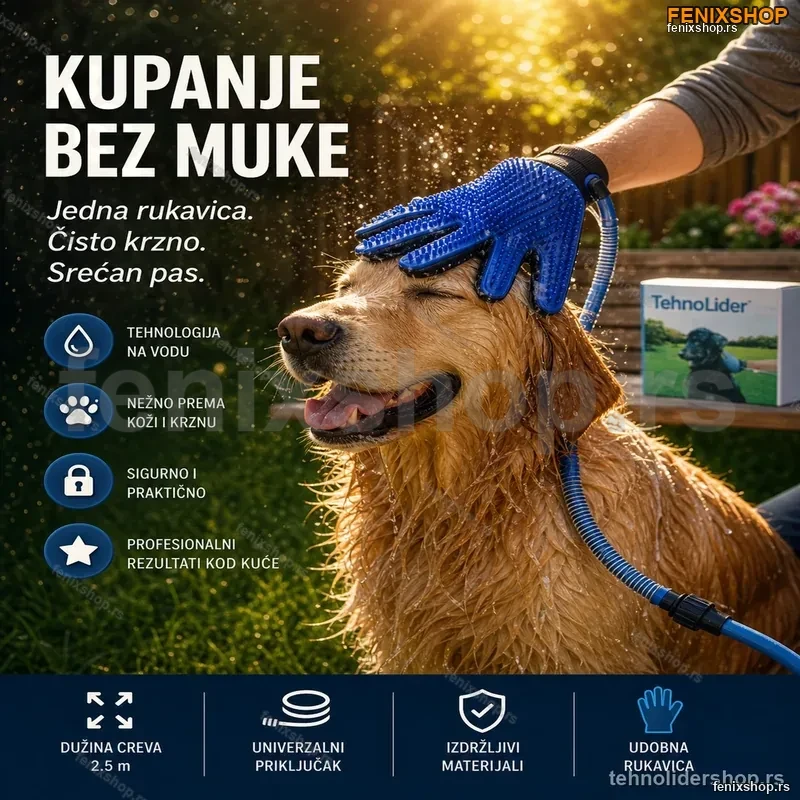 Rukavica za Kupanje i Masažu Pasa sa Ugrađenim Crevom za Vodu Rukavica za Kupanje i Masažu Pasa sa Ugrađenim Crevom za Vodu