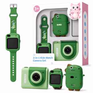 Set 3u1 zeleni dinosaurus — dečji fotoaparat i smart sat