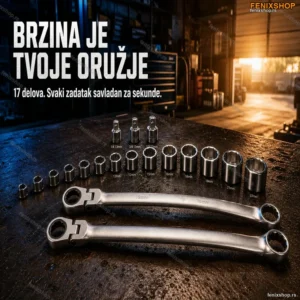 Set Brzih Ključeva sa Adapterima – 17 Delova za Brz i Precizan Rad