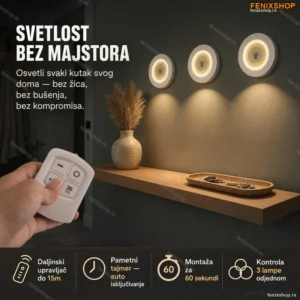 Set od 3 zidne lampe sa daljinskim upravljačem