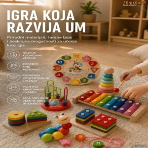 Set od 6 Drvenih Edukativnih Igračaka za Decu