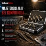 Set Stepenastih Burgija od Titanijuma – 5 komada sa Aluminijumskom Futrolom