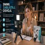 Set za Snimanje Videa sa Kardioidnim Mikrofonom, LED Svetlom i Stativom